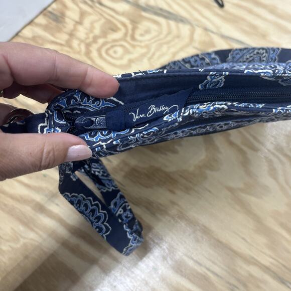 Vera Bradley Crossbody Bag Blue Paisley Triple Zip Adjustable Strap Travel - Picture 9 of 14